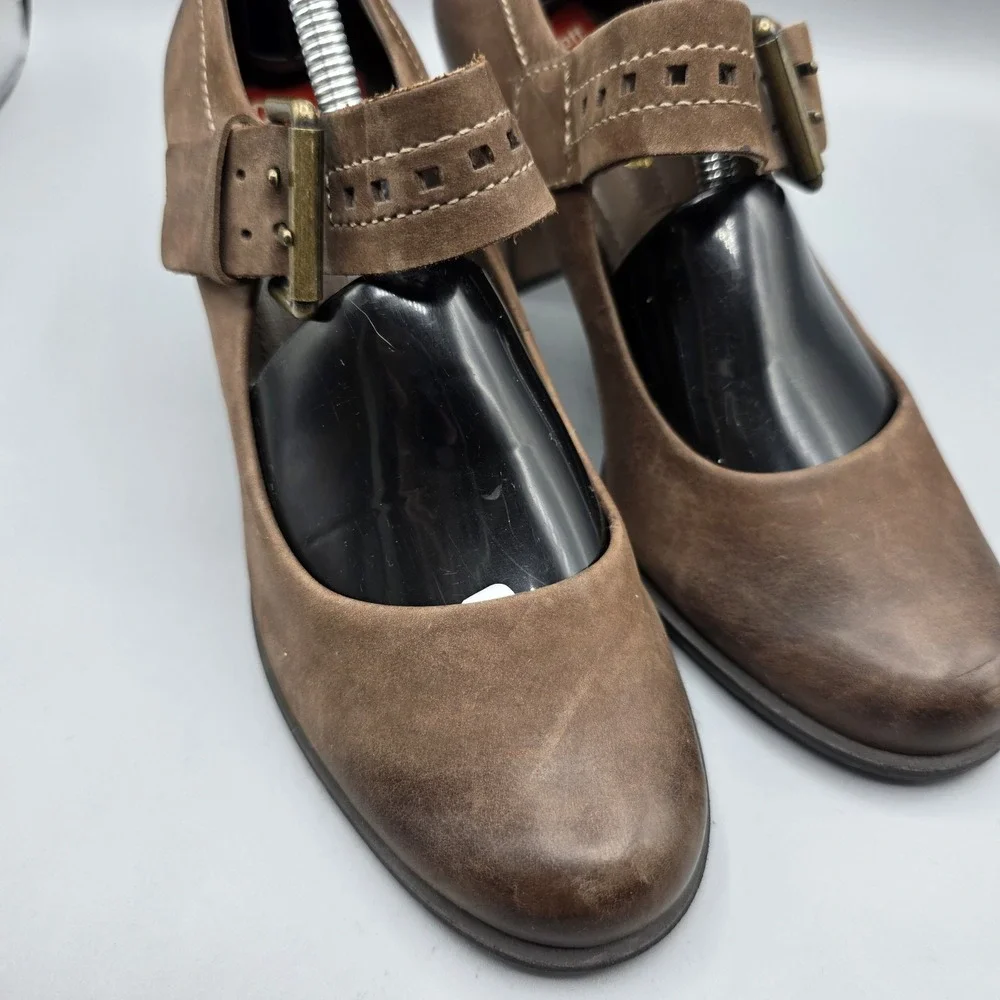 Ecco‎ Heels Womens 36 Brown Leather Mary Jane Pumps Comfort Shoes Strap Buckle